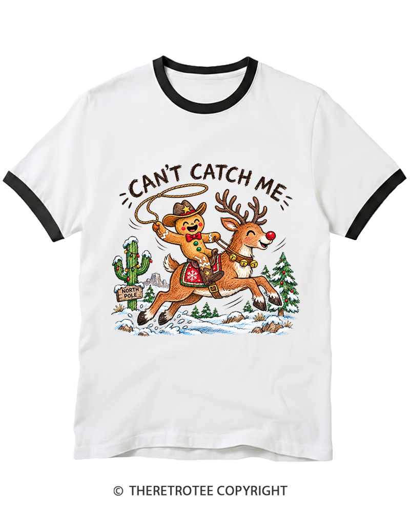 TheRetroTee Can't Catch Me Vintage Ringer T-Shirt