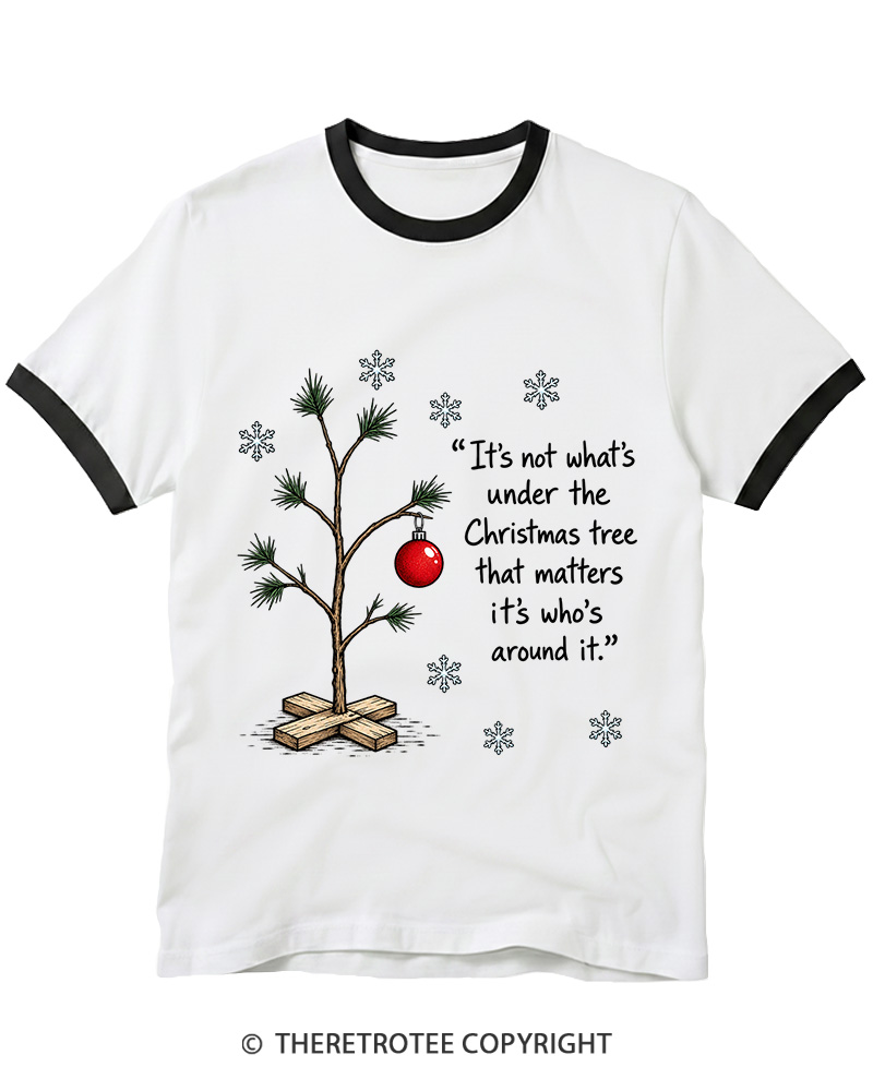 TheRetroTee Christmas Tree Quote 1960s Ringer T-Shirt