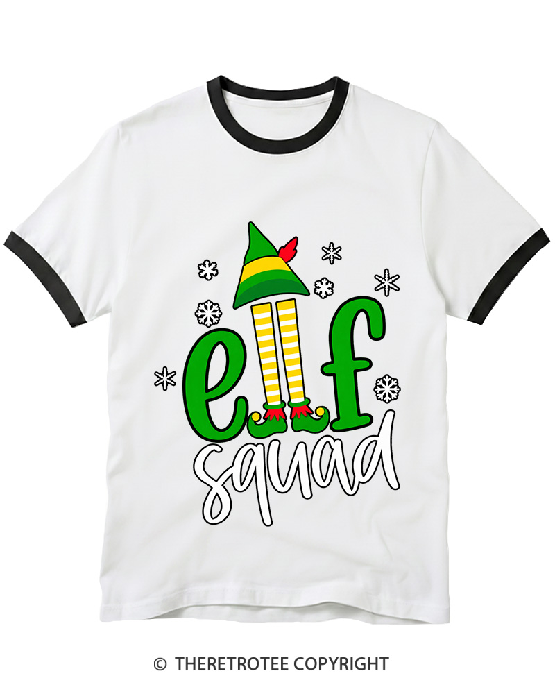 TheRetroTee Elf Squad Vintage Ringer T-Shirt