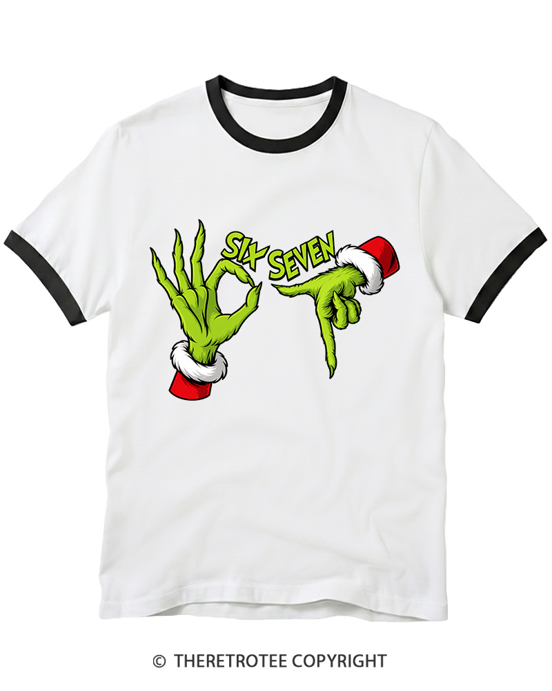 TheRetroTee Six Seven Vintage  Ringer T-Shirt