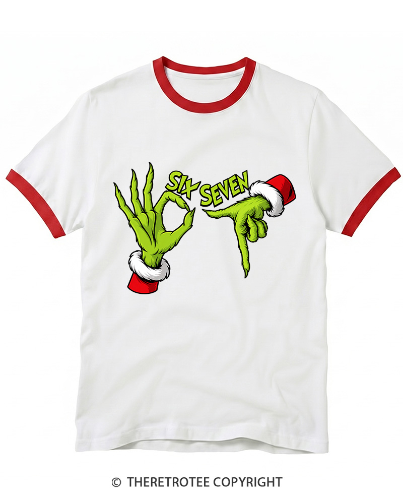 TheRetroTee Six Seven Vintage  Ringer T-Shirt