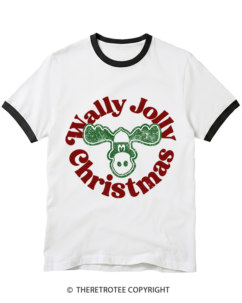 TheRetroTee Wally Jolly Christmas 1980s Ringer T-Shirt