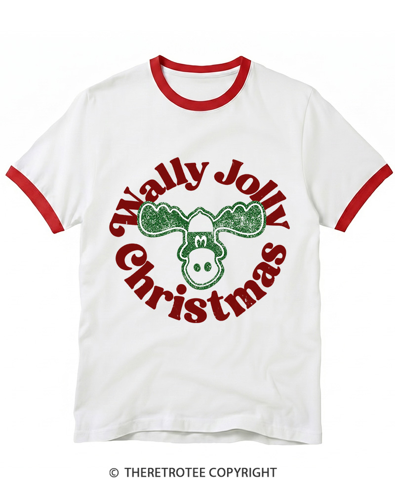 TheRetroTee Wally Jolly Christmas 1980s Ringer T-Shirt