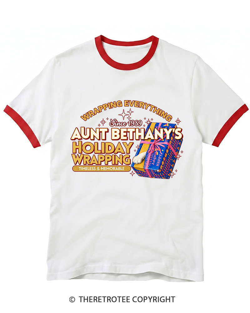 TheRetroTee Wrapping Everything 1980s Ringer T-Shirt