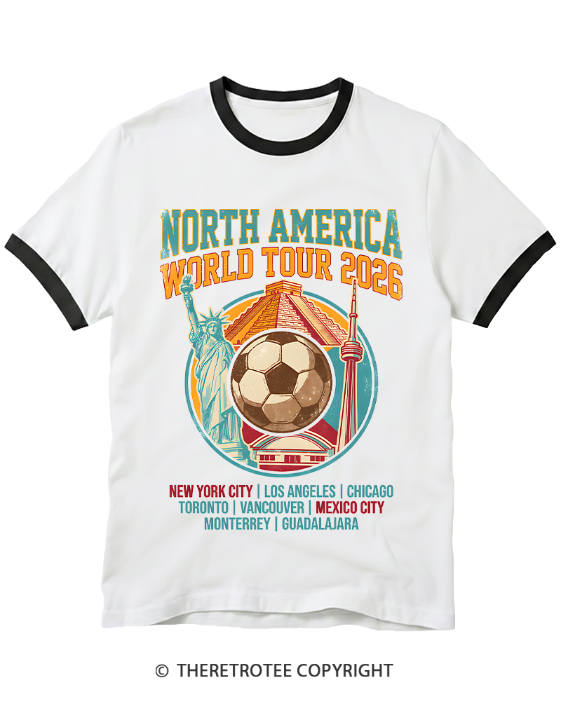 TheRetroTee 2026 World Tour Soccer Ringer T-Shirt