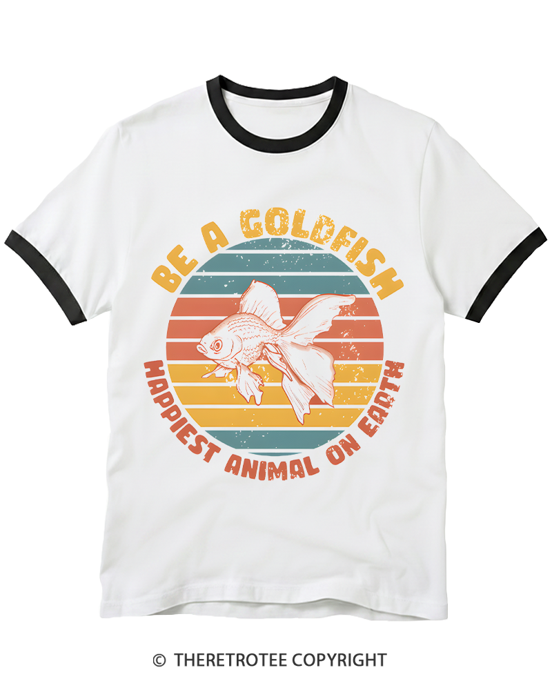 TheRetroTee Be A Goldfish1970s Ringer T-Shirt
