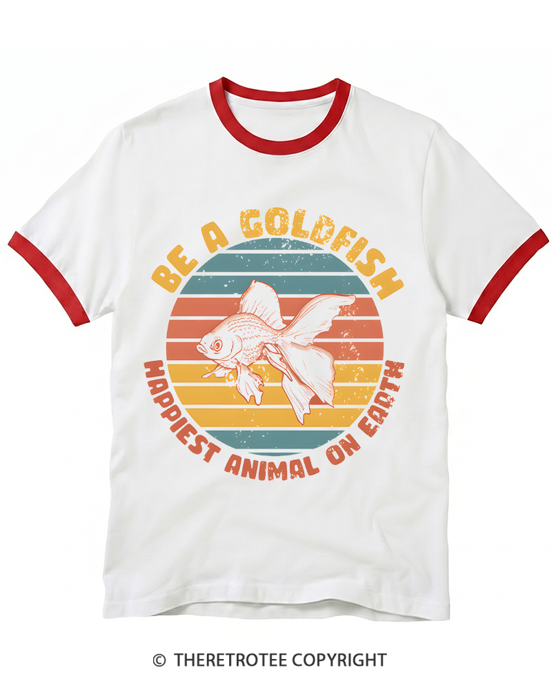 TheRetroTee Be A Goldfish1970s Ringer T-Shirt