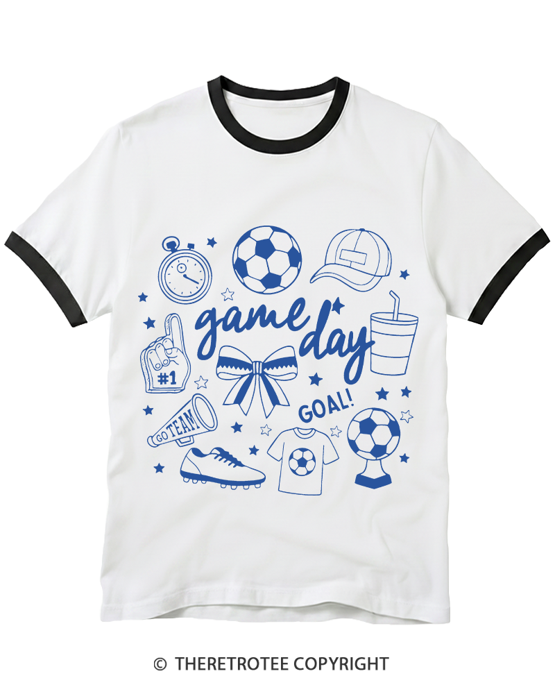TheRetroTee Soccer Doodles 1990s Ringer T-Shirt