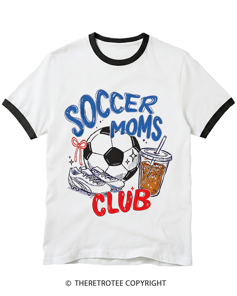 TheRetroTee Soccer Moms Club 1990s Ringer T-Shirt