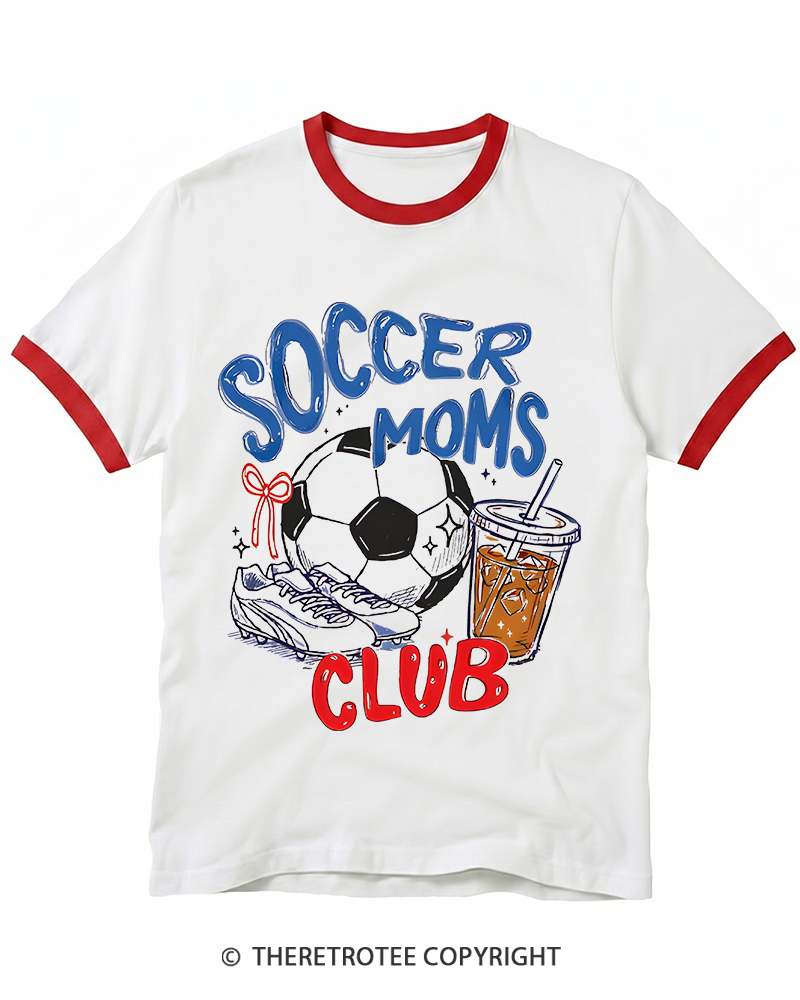TheRetroTee Soccer Moms Club 1990s Ringer T-Shirt