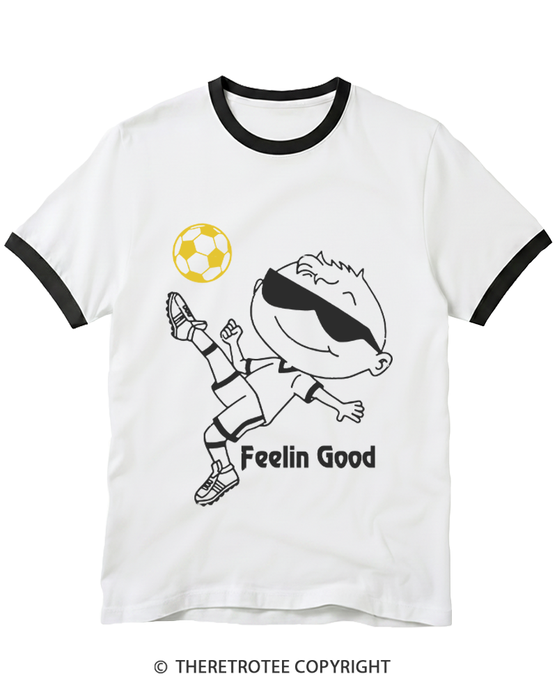 TheRetroTee Soccer Player Graphic 1990s Ringer T-Shirt