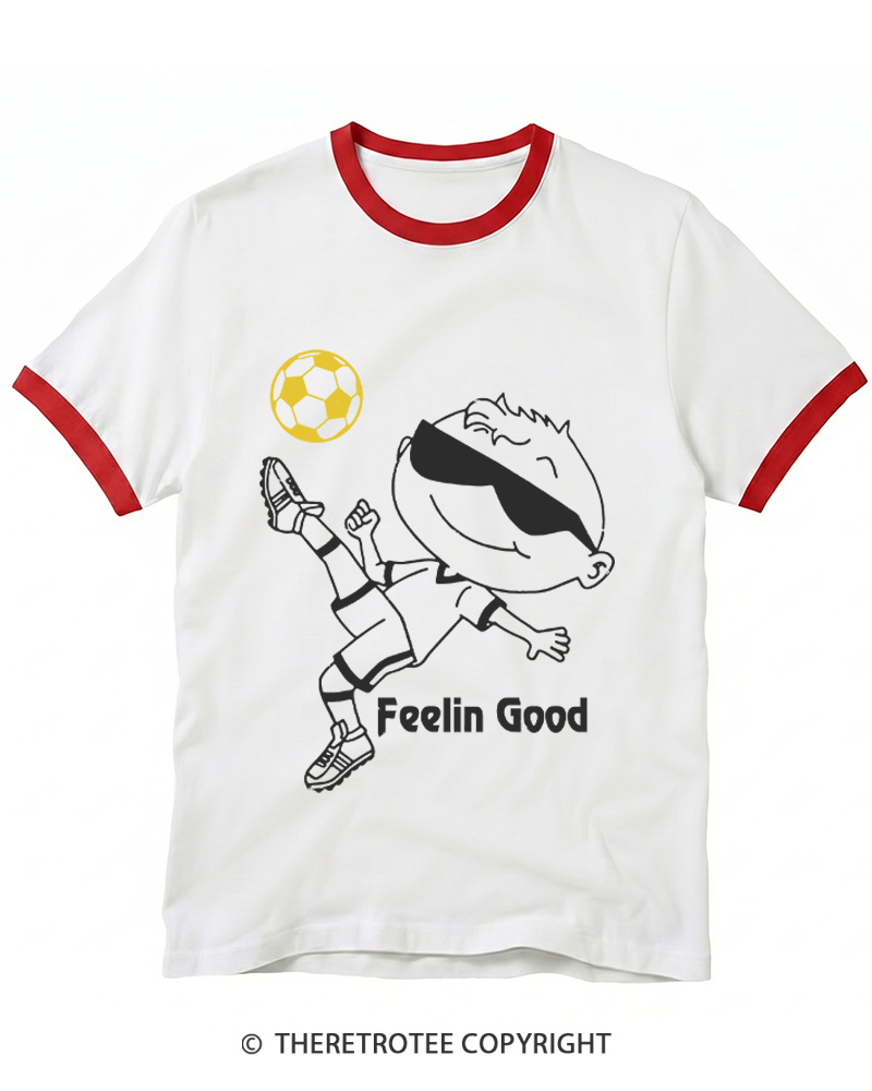 TheRetroTee Soccer Player Graphic 1990s Ringer T-Shirt