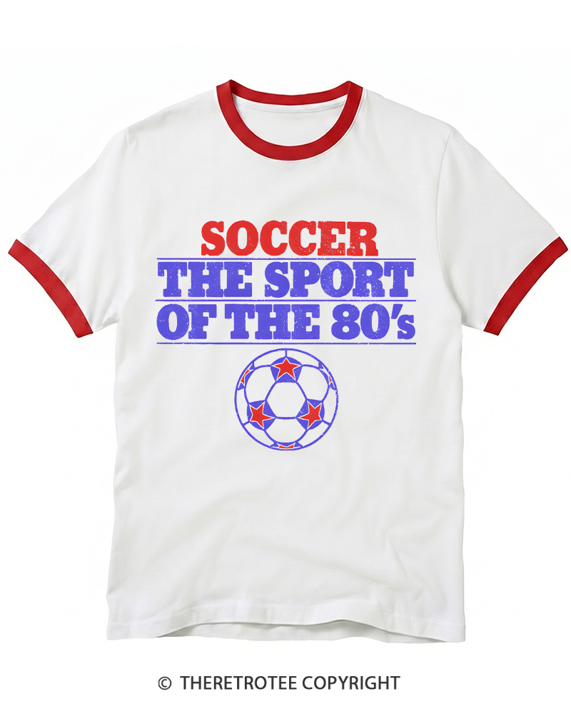 TheRetroTee Soccer the Sport of the 1980s Ringer T-Shirt