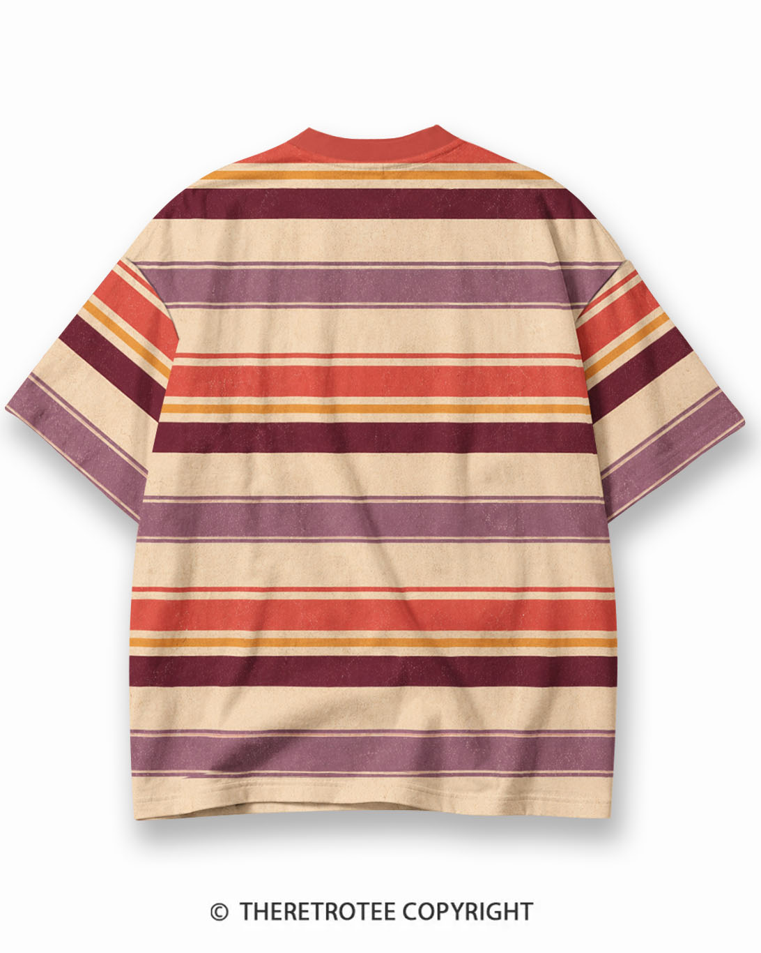TheRetroTee 1970s Vintage Retro Sunset Graphic Stripe Ringer T-Shirt