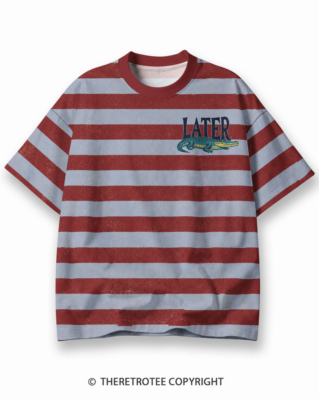 TheRetroTee 1970s Vintage Retro Sunset Graphic Stripe Ringer T-Shirt