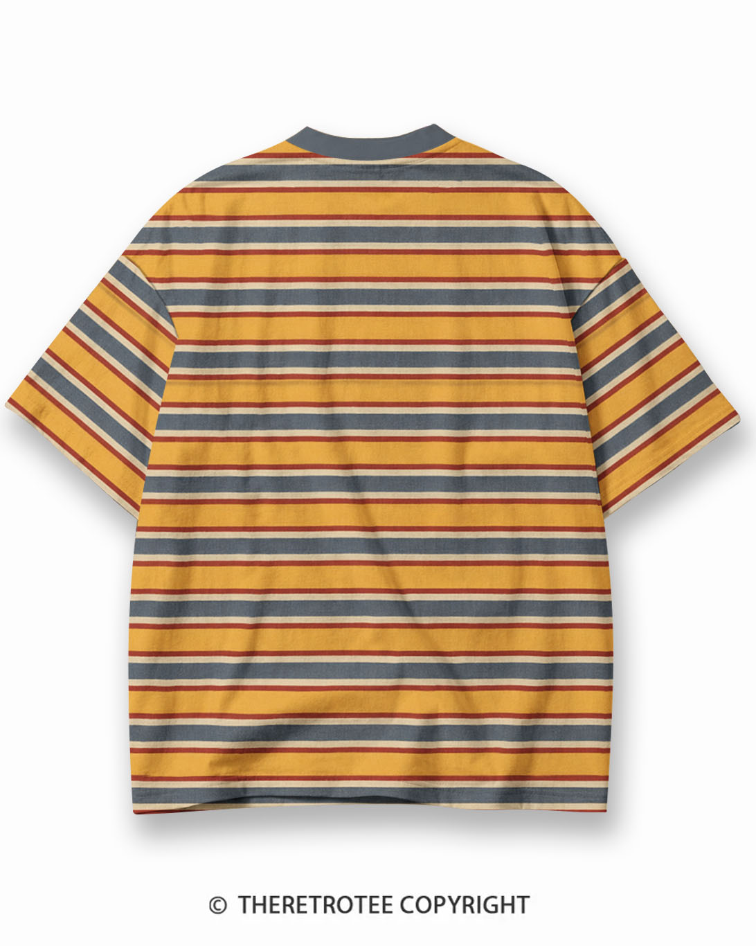 TheRetroTee Golden Trail Graphic Eco Oversized Striped Ringer T-Shirt