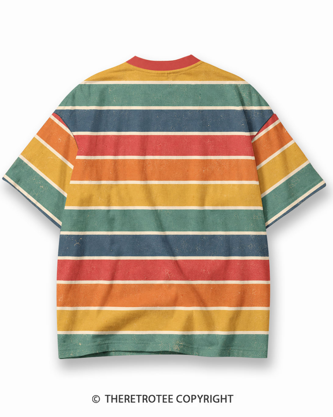 TheRetroTee 1970s Vintage Retro Sunset Graphic Stripe Ringer T-Shirt