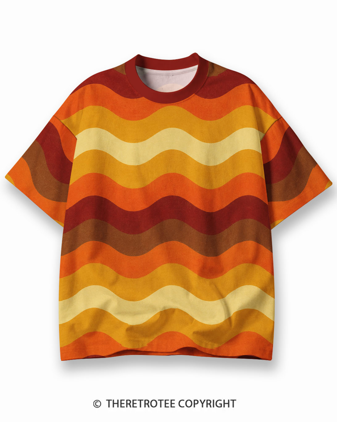 TheRetroTee Golden Trail Graphic Eco Oversized Striped Ringer T-Shirt