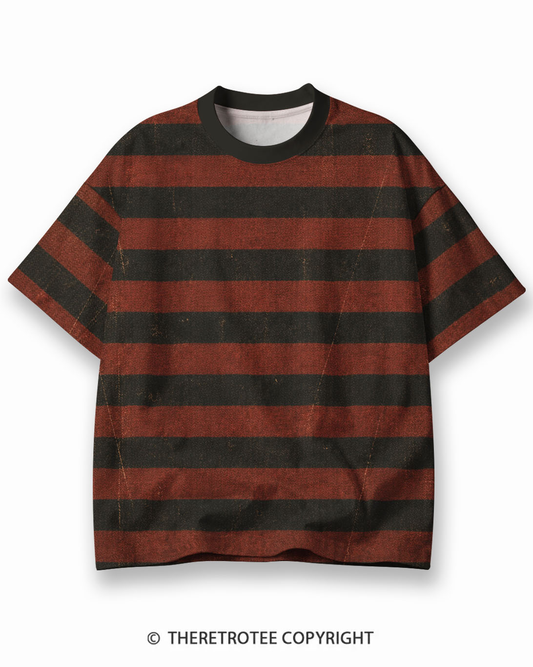 TheRetroTee Golden Trail Graphic Eco Oversized Striped Ringer T-Shirt