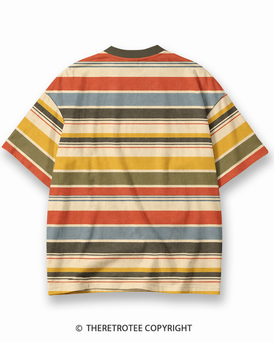 TheRetroTee 1970s Vintage Retro Sunset Graphic Stripe Ringer T-Shirt