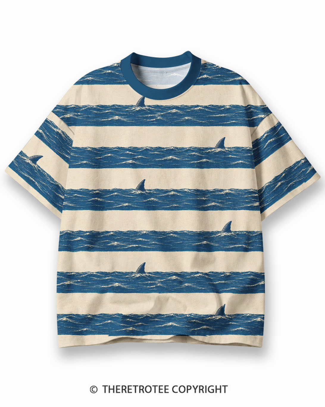 TheRetroTee Ocean Wave Eco Oversized Striped Ringer T-Shirt