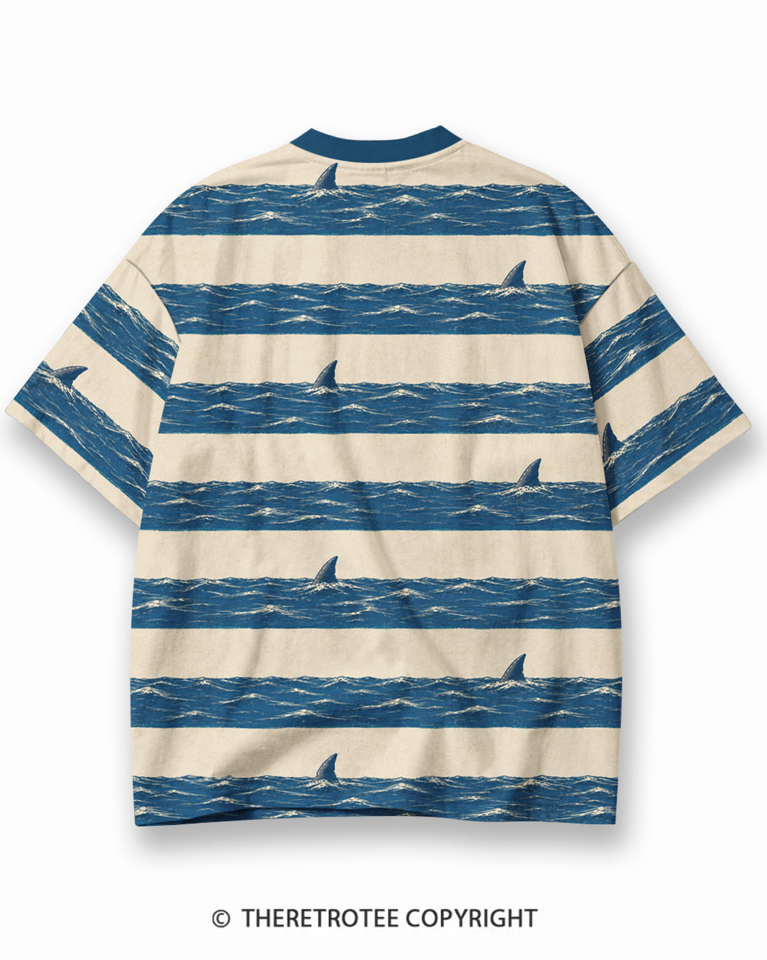 TheRetroTee Ocean Wave Eco Oversized Striped Ringer T-Shirt