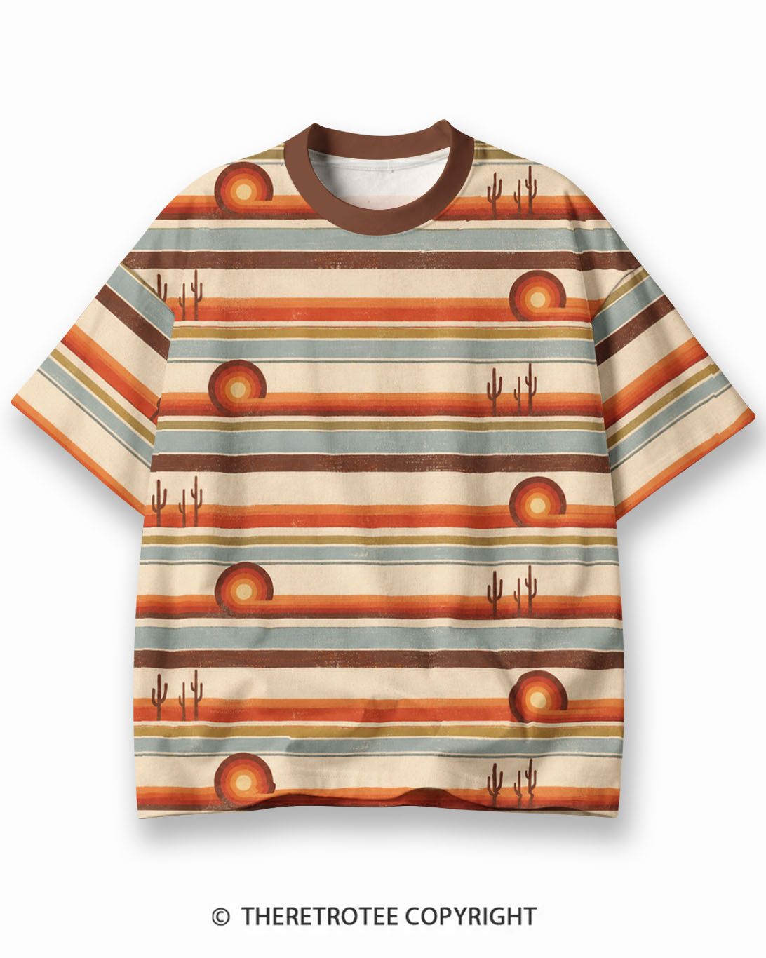 TheRetroTee Ocean Wave Eco Oversized Striped Ringer T-Shirt