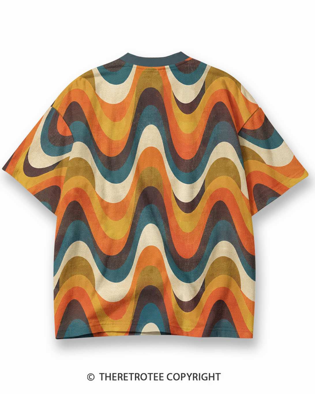 TheRetroTee Golden Trail Graphic Eco Oversized Striped Ringer T-Shirt