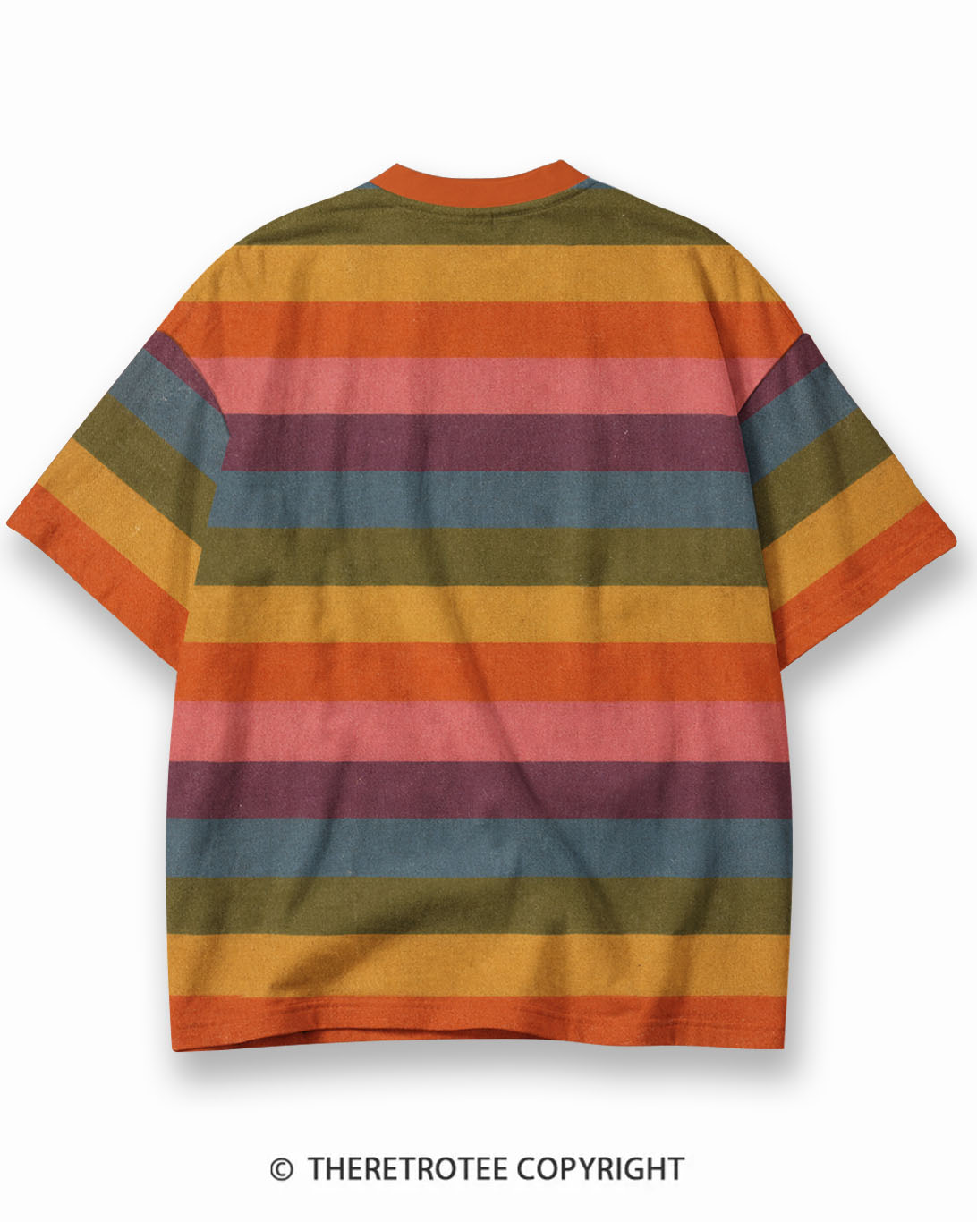 TheRetroTee Golden Trail Graphic Eco Oversized Striped Ringer T-Shirt