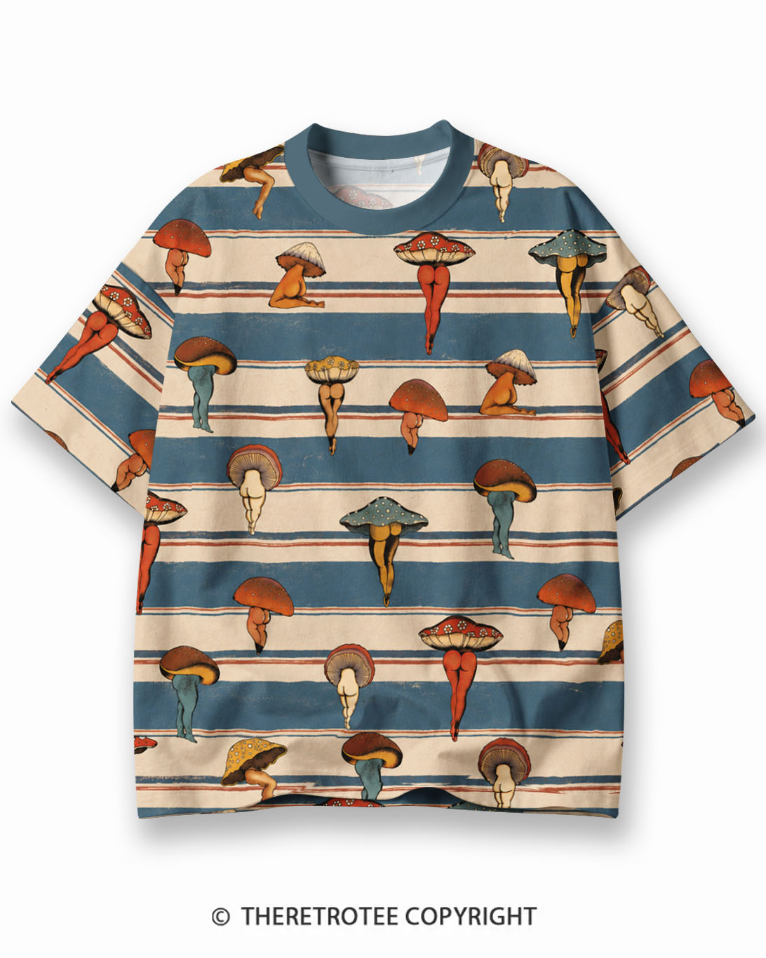 TheRetroTee Ocean Wave Eco Oversized Striped Ringer T-Shirt