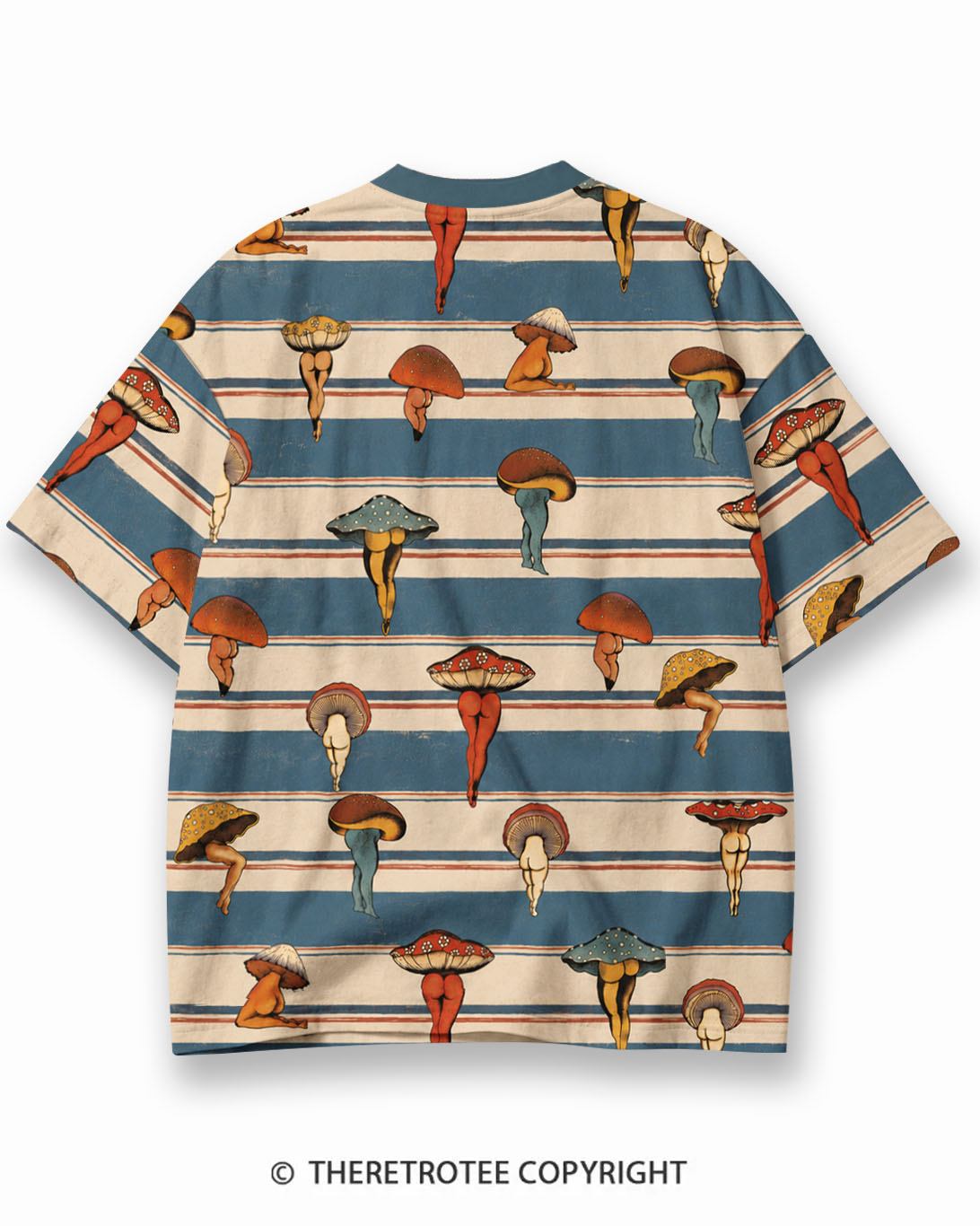 TheRetroTee Ocean Wave Eco Oversized Striped Ringer T-Shirt