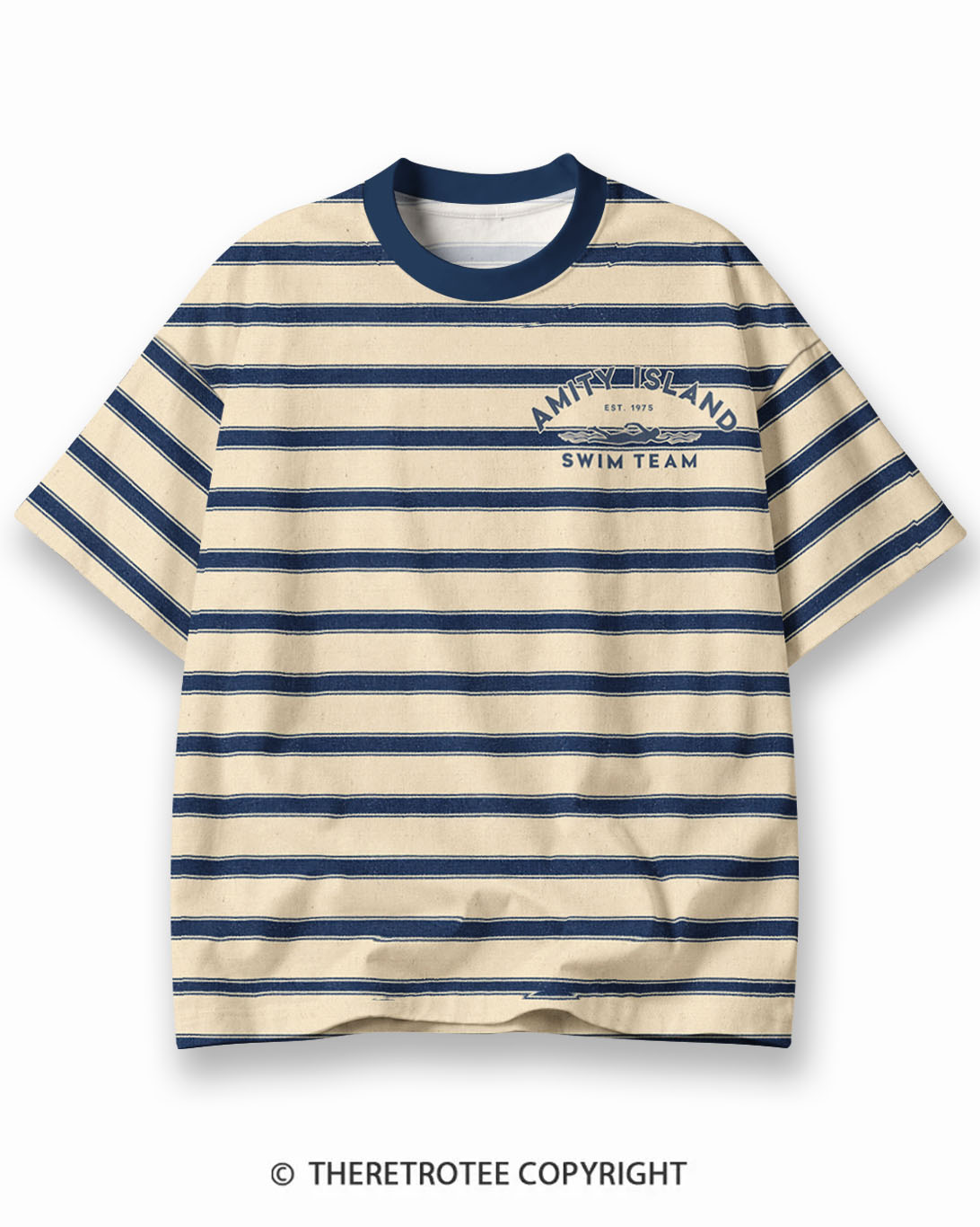 TheRetroTee Ocean Wave Eco Oversized Striped Ringer T-Shirt