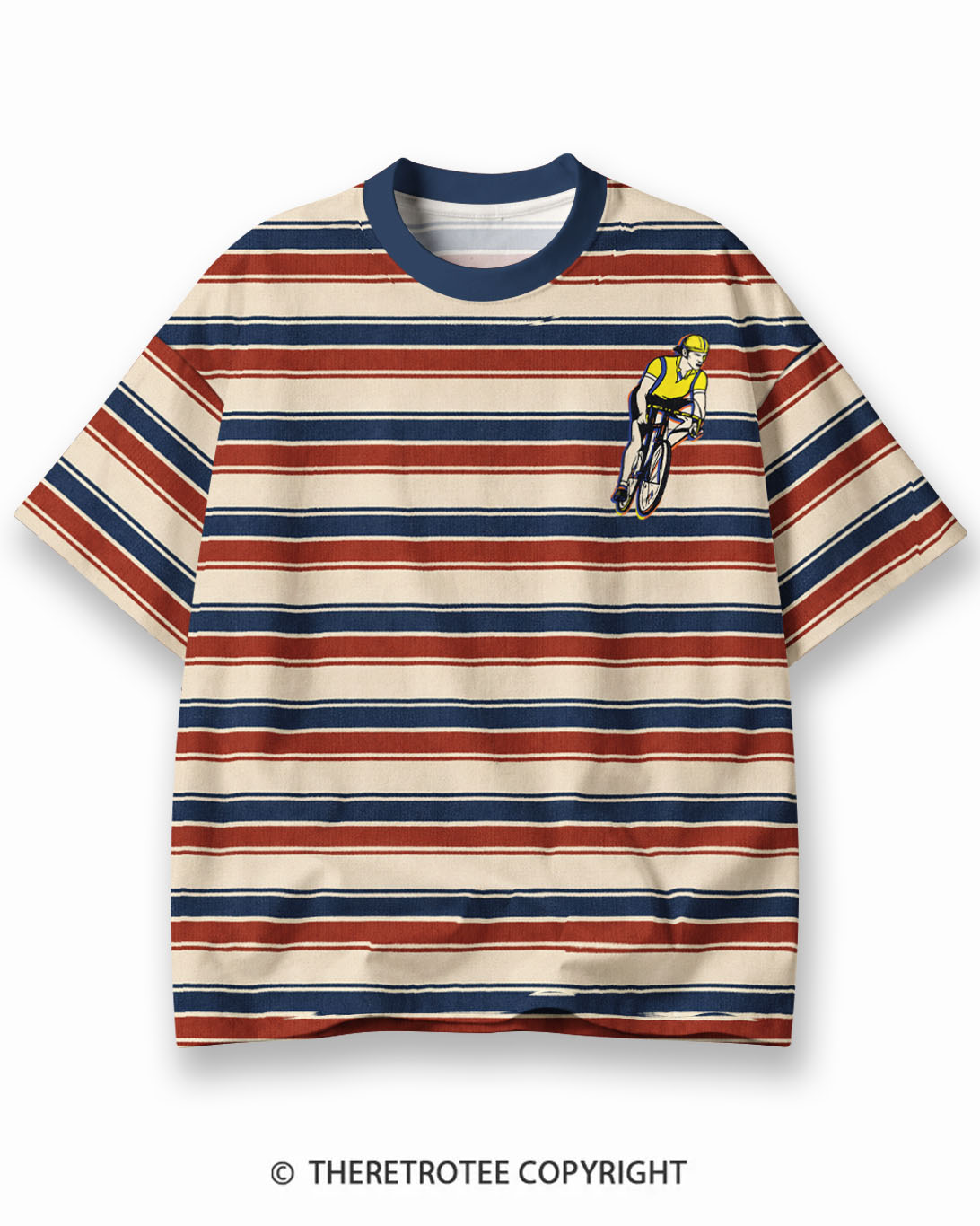 TheRetroTee Ocean Wave Eco Oversized Striped Ringer T-Shirt