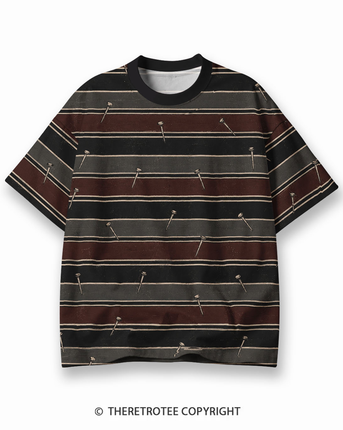 TheRetroTee XXX Eco Oversized Striped Ringer T-Shirt