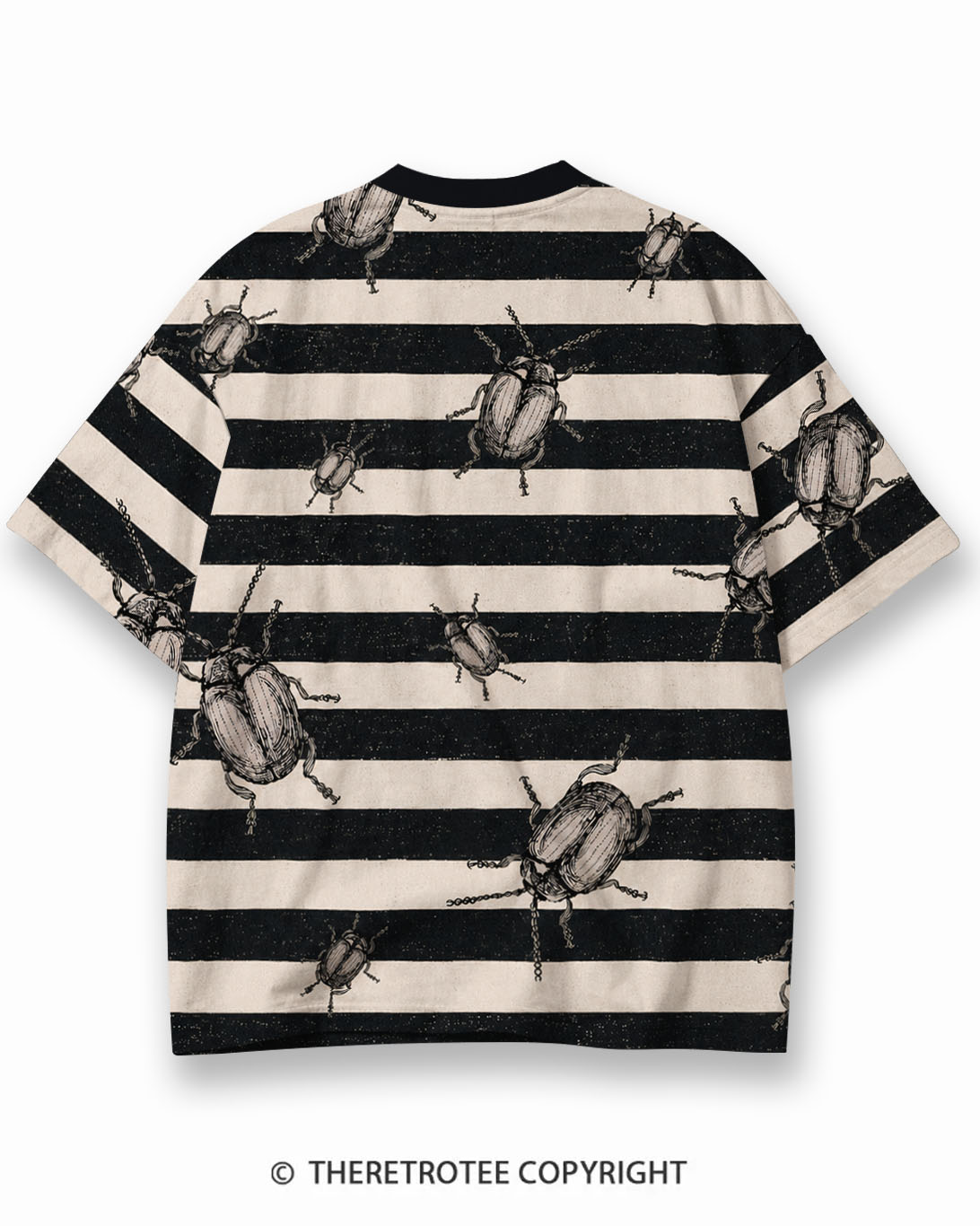 TheRetroTee Vintage Halloween Night Magic Eco Oversized Striped Ringer T-Shirt