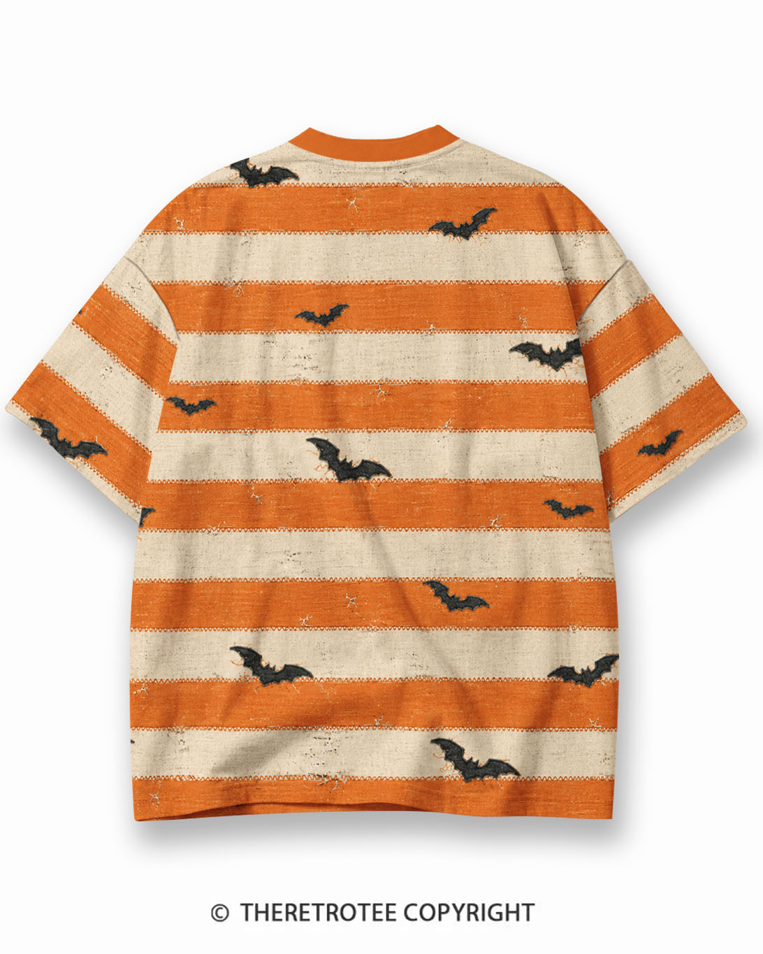 TheRetroTee Vintage Halloween Night Magic Eco Oversized Striped Ringer T-Shirt