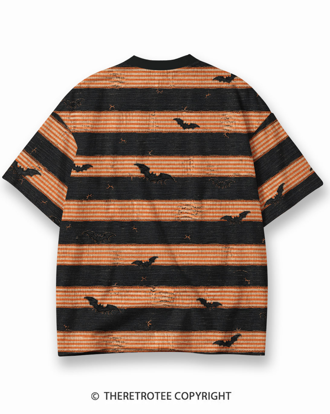 TheRetroTee Vintage Halloween Night Magic Eco Oversized Striped Ringer T-Shirt