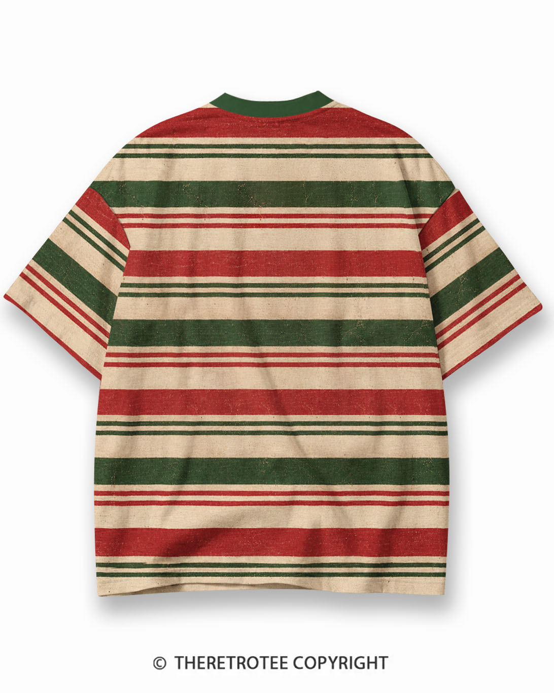 TheRetroTee Candy Tree Christmas Eco Oversized Striped Ringer T-Shirt