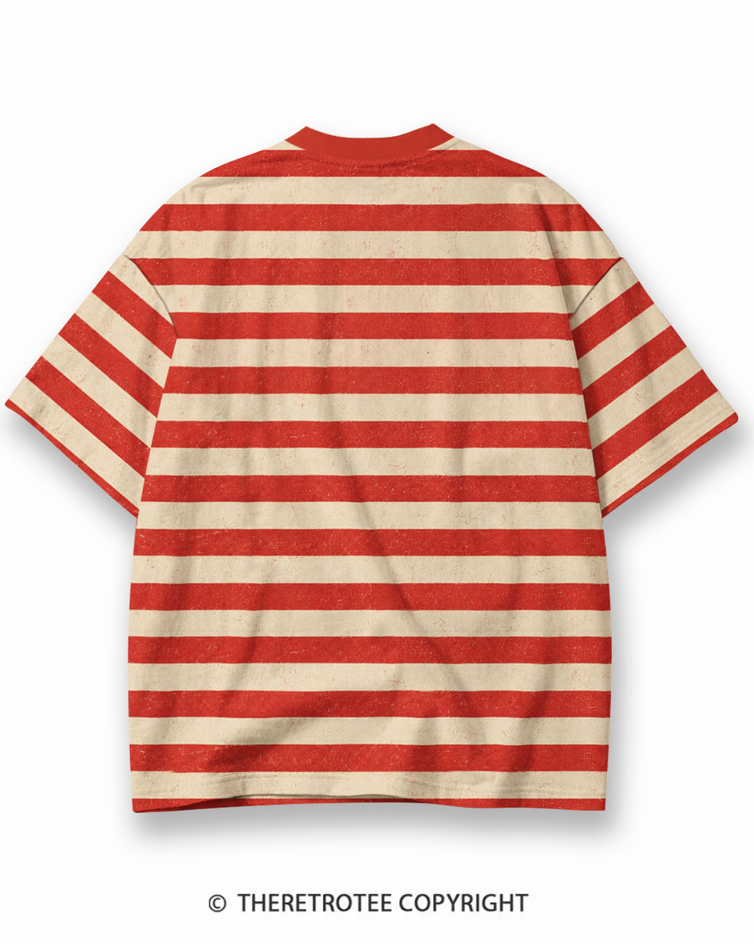 TheRetroTee Candy Tree Christmas Eco Oversized Striped Ringer T-Shirt
