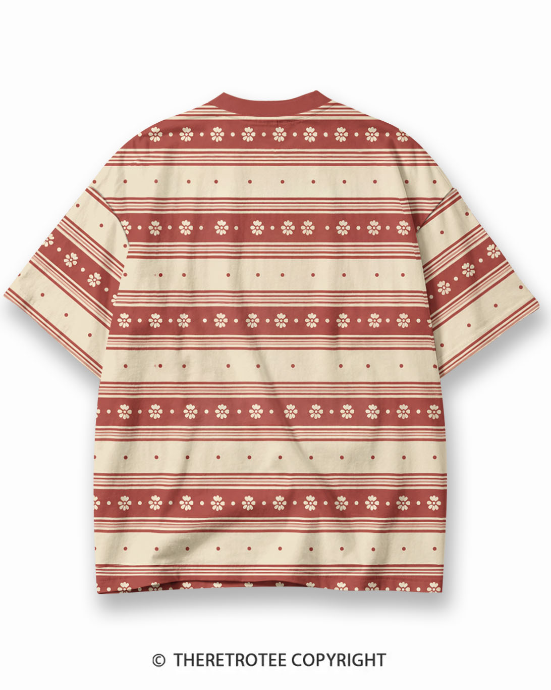 TheRetroTee Candy Tree Christmas Eco Oversized Striped Ringer T-Shirt