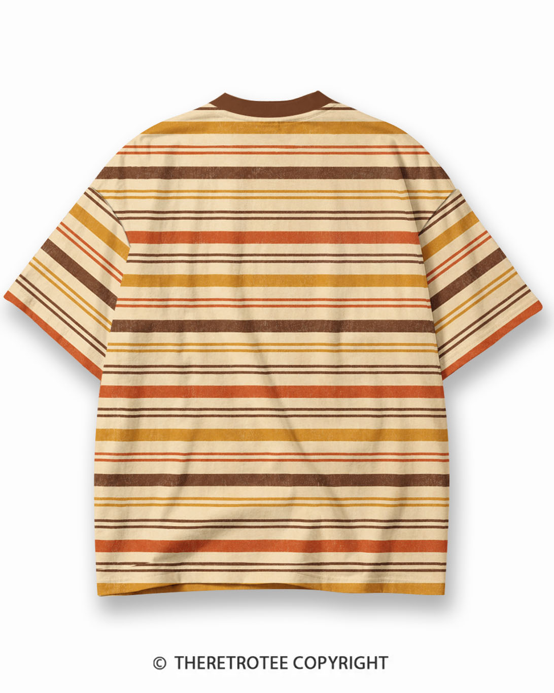 TheRetroTee Vintage Thanksgiving Turkey Surprise Eco Oversized Striped Ringer T-Shirt