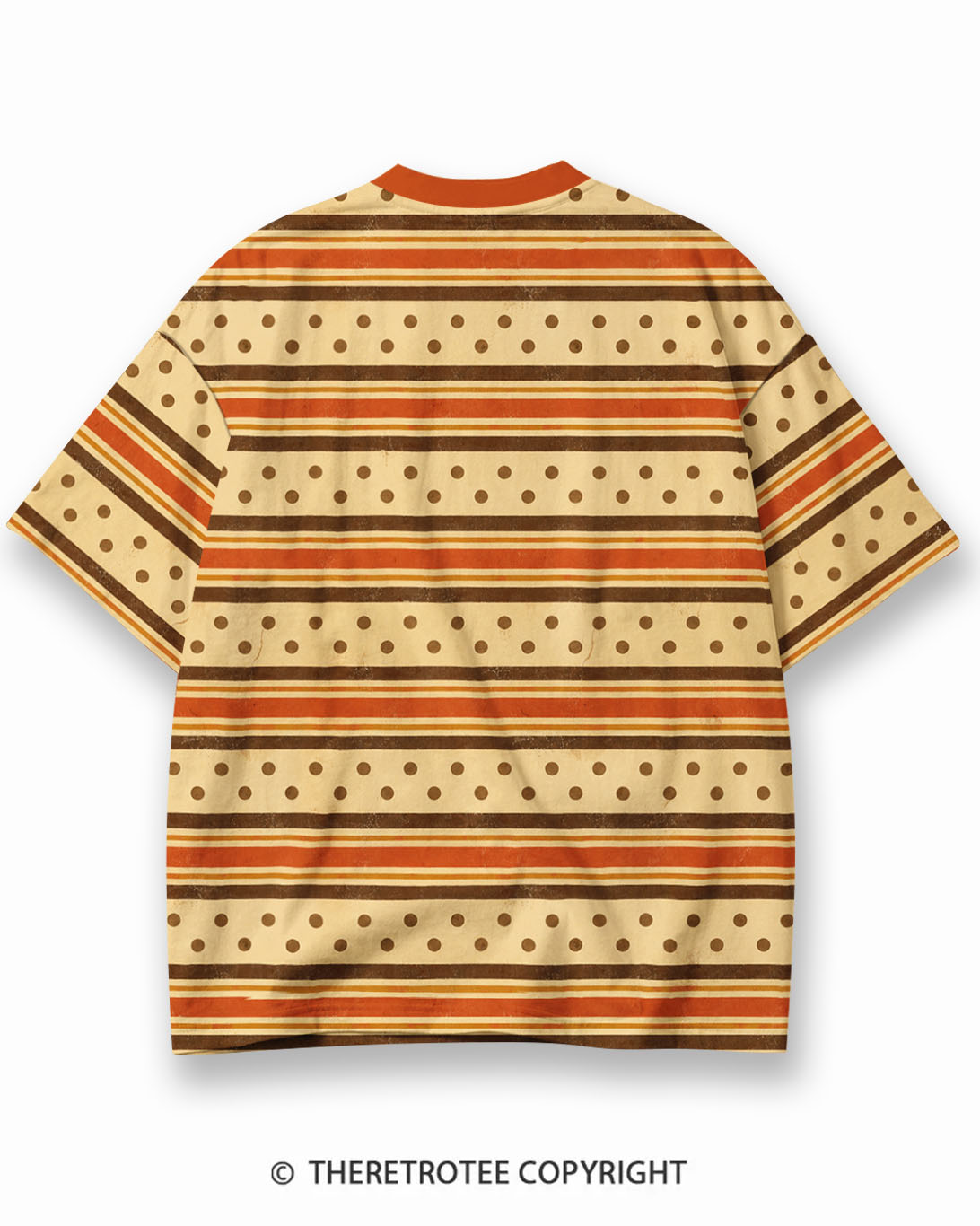 TheRetroTee Thanksgiving Polka Dot Eco Oversized Striped Ringer T-Shirt