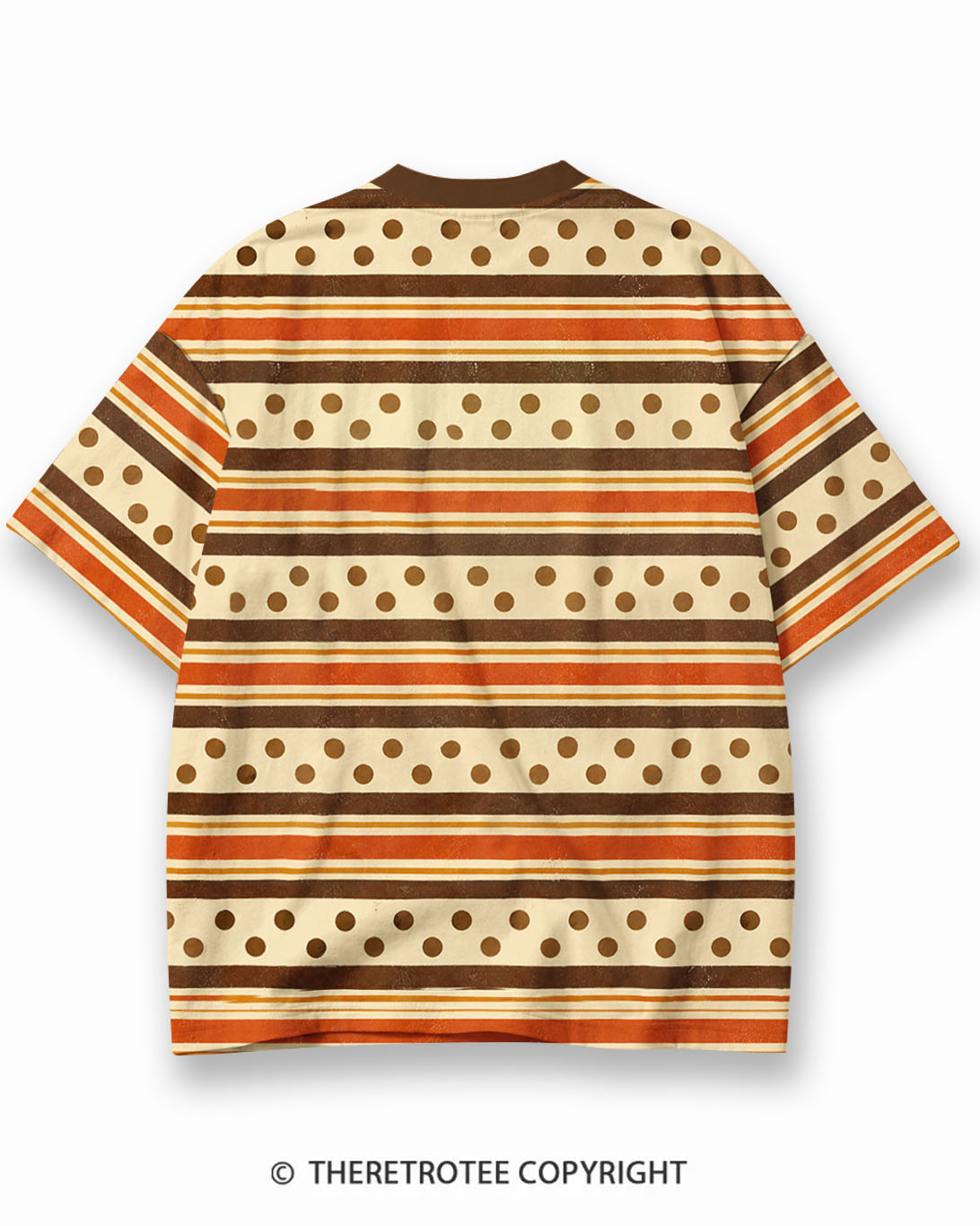TheRetroTee Vintage Thanksgiving Turkey Surprise Eco Oversized Striped Ringer T-Shirt