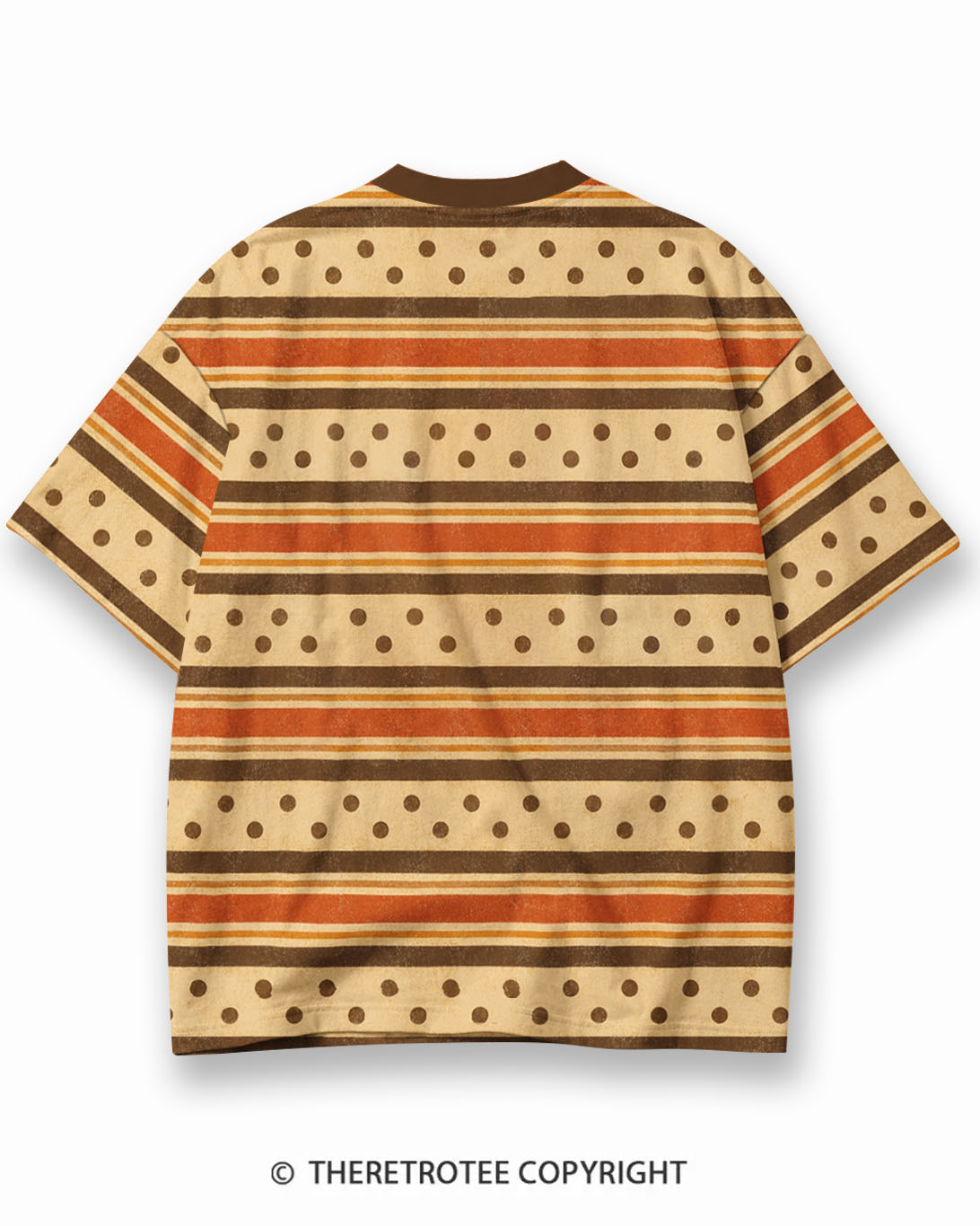 TheRetroTee Vintage Thanksgiving Turkey Surprise Eco Oversized Striped Ringer T-Shirt