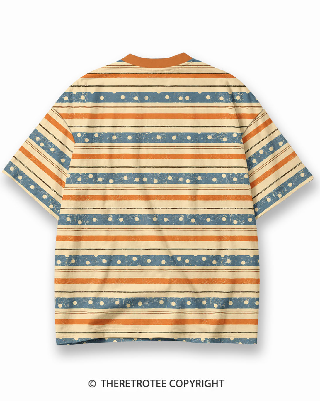 TheRetroTee Vintage Thanksgiving Turkey Surprise Eco Oversized Striped Ringer T-Shirt