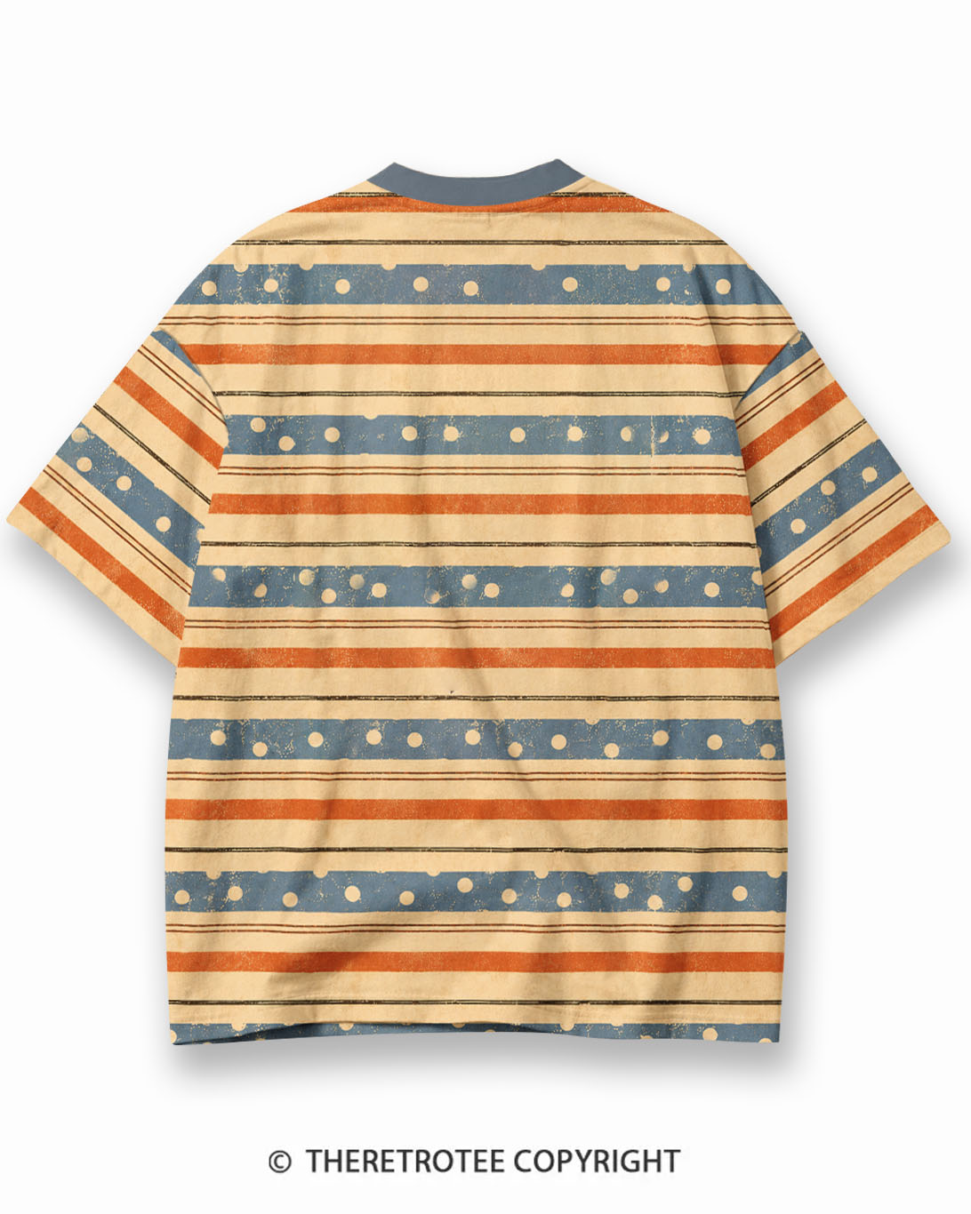 TheRetroTee Vintage Thanksgiving Turkey Surprise Eco Oversized Striped Ringer T-Shirt