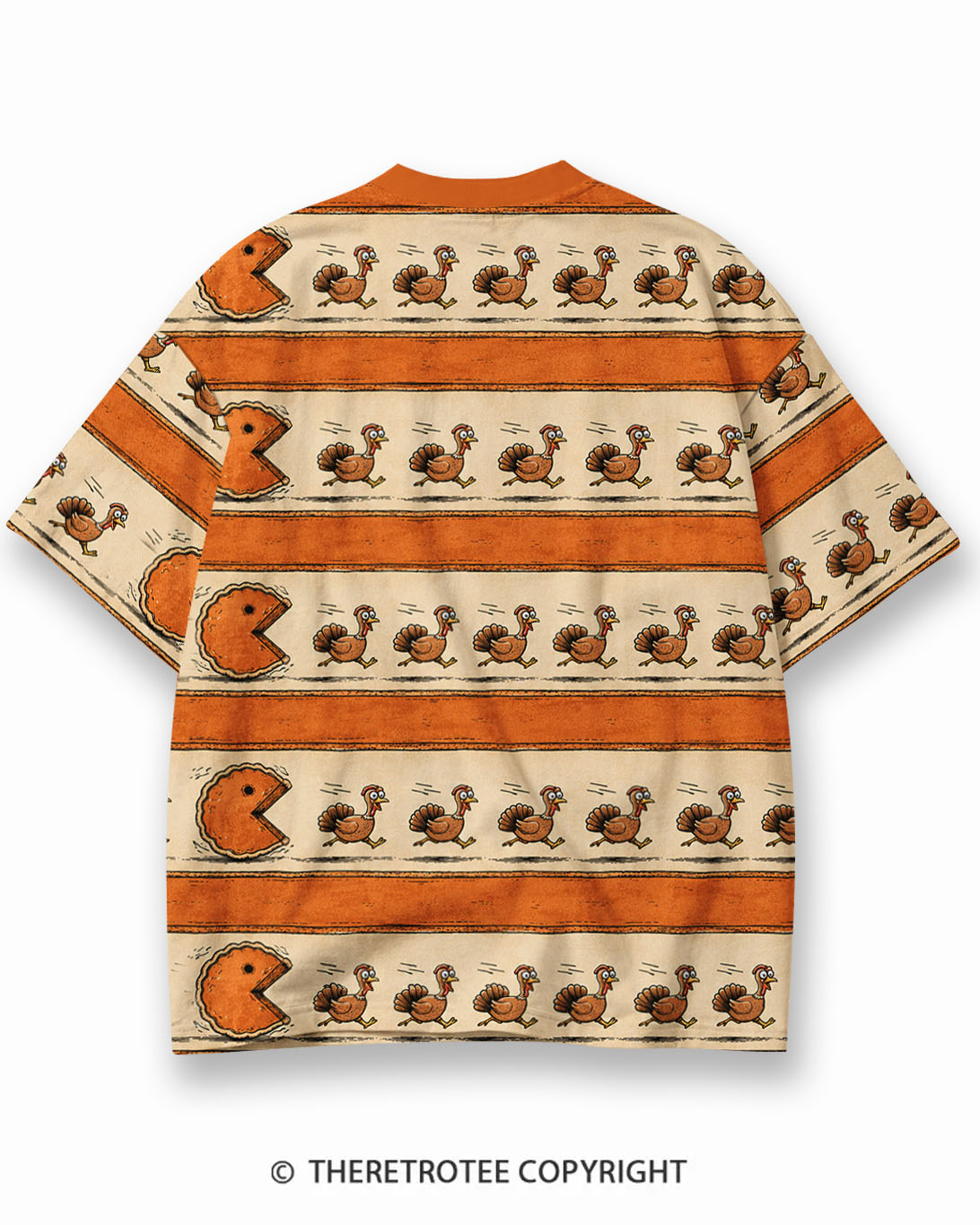 TheRetroTee Thanksgiving Polka Dot Eco Oversized Striped Ringer T-Shirt