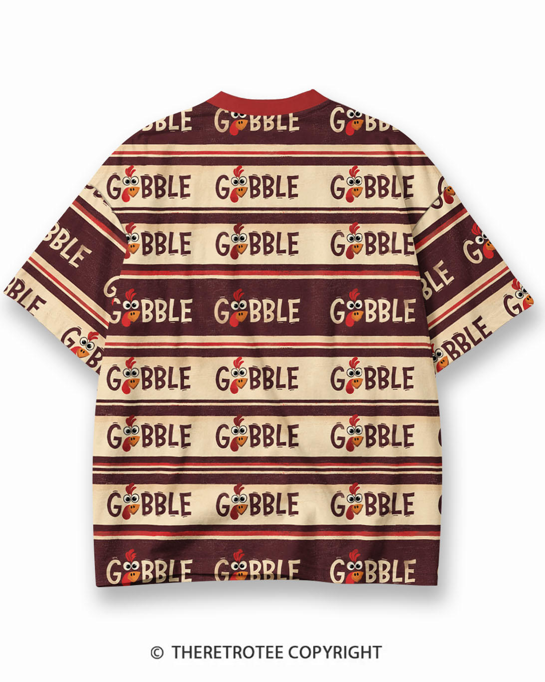 TheRetroTee Thanksgiving Polka Dot Eco Oversized Striped Ringer T-Shirt