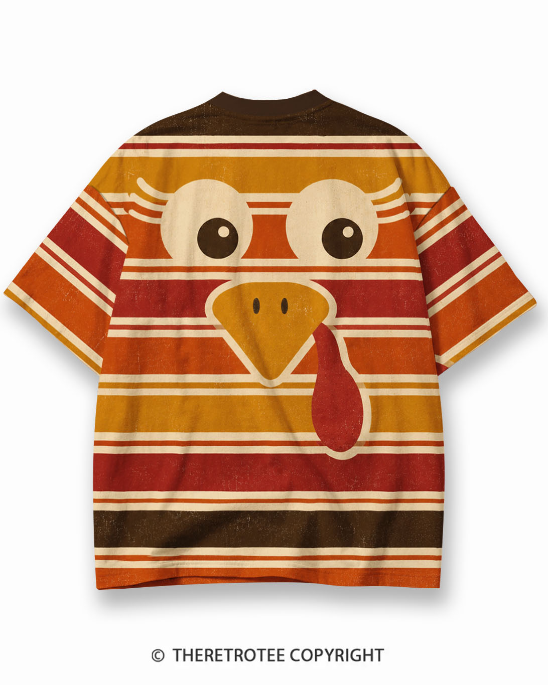 TheRetroTee Thanksgiving Polka Dot Eco Oversized Striped Ringer T-Shirt