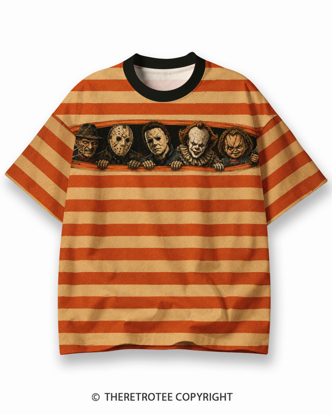 TheRetroTee XXX Eco Oversized Striped Ringer T-Shirt
